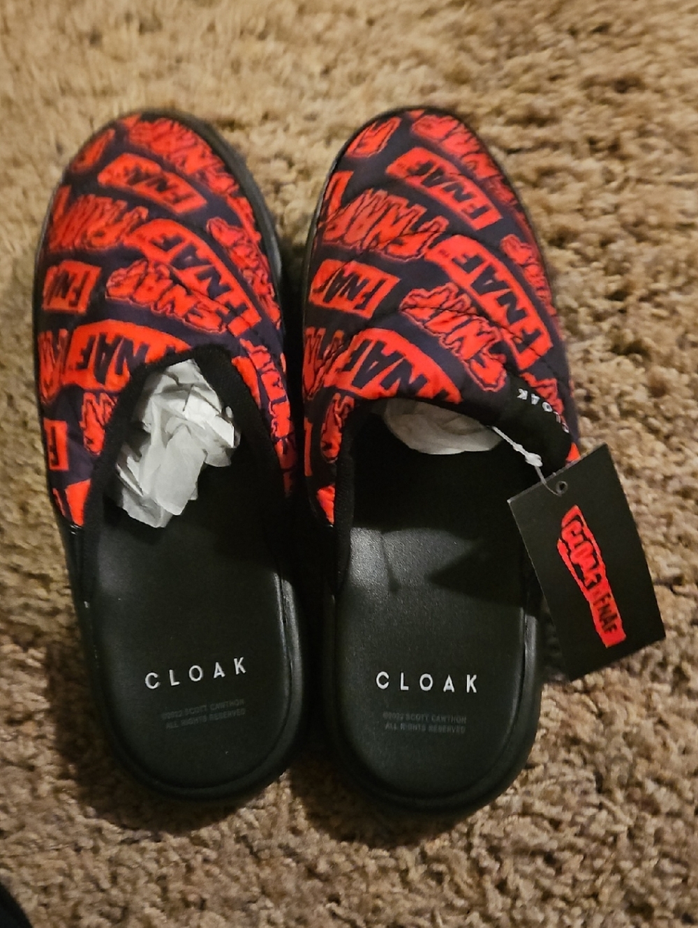 CLOAK Cloak Red & Black Graphic Slip-On Slippers